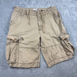 Aeropostale A87 Cargo Shorts Mens 31 Beige Utility Military Y2K Baggy Drawstring